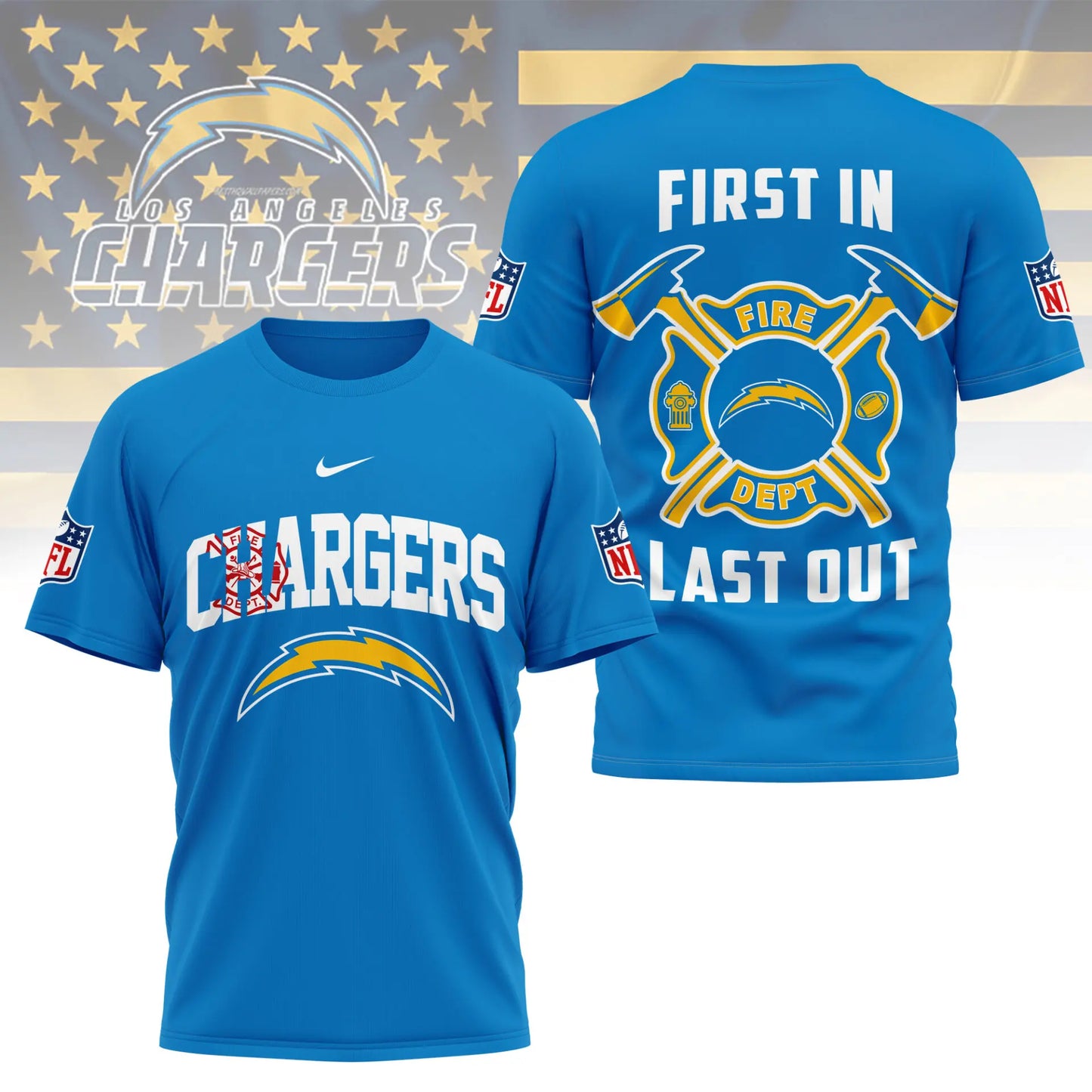 Los Angeles Rams | Premium NFL Fire Dept 3D Shirt TD - HuddleStyle.com - Image 3