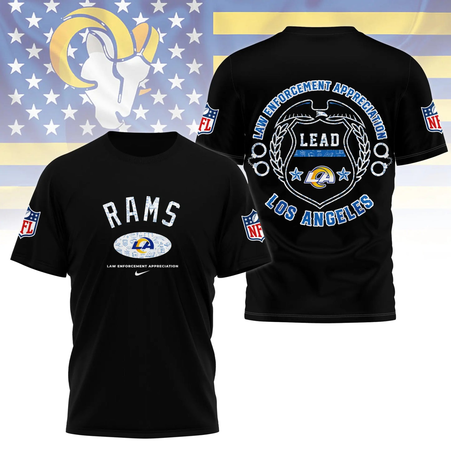 Los Angeles Rams | Premium Law Appreciation Month 3D Shirt NY - HuddleStyle.com - Image 2