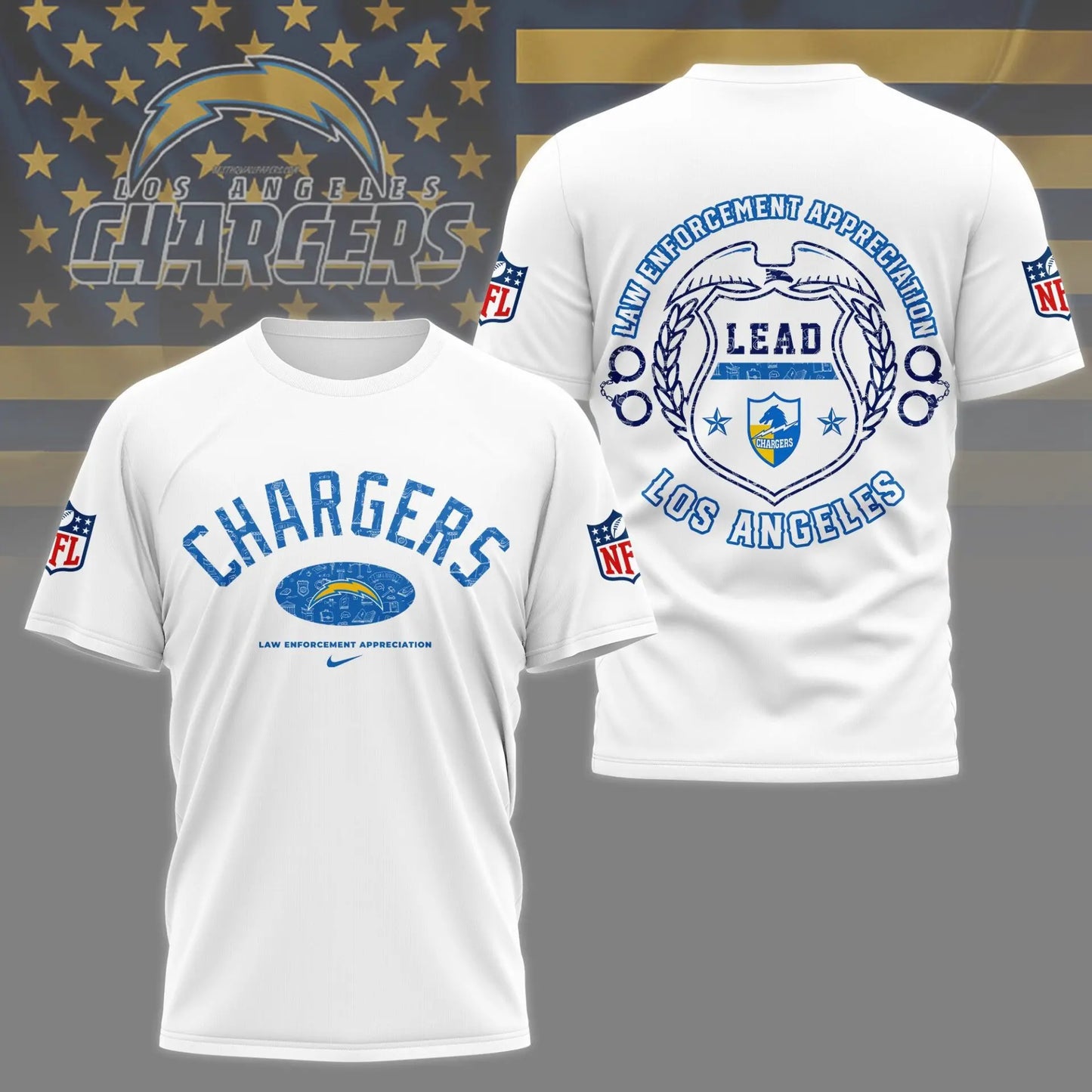 Los Angeles Chargers | Premium Law Appreciation Month 3D Shirt NY - HuddleStyle.com - Image 6