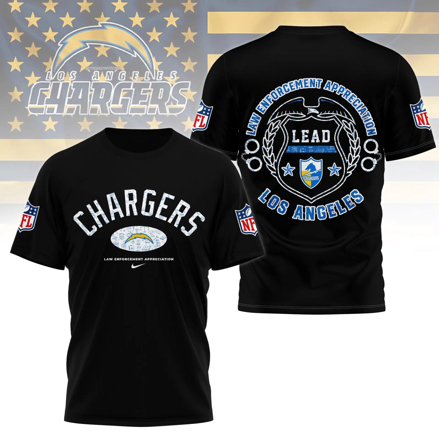 Los Angeles Chargers | Premium Law Appreciation Month 3D Shirt NY - HuddleStyle.com - Image 5
