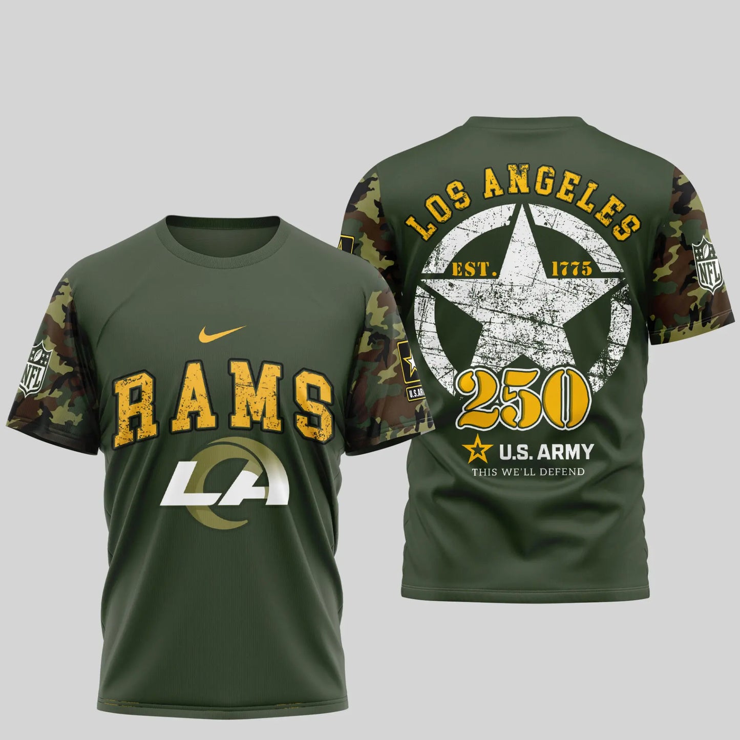 Los Angeles Rams | Premium U.S.Army 3D Shirt TD - HuddleStyle.com - Image 2