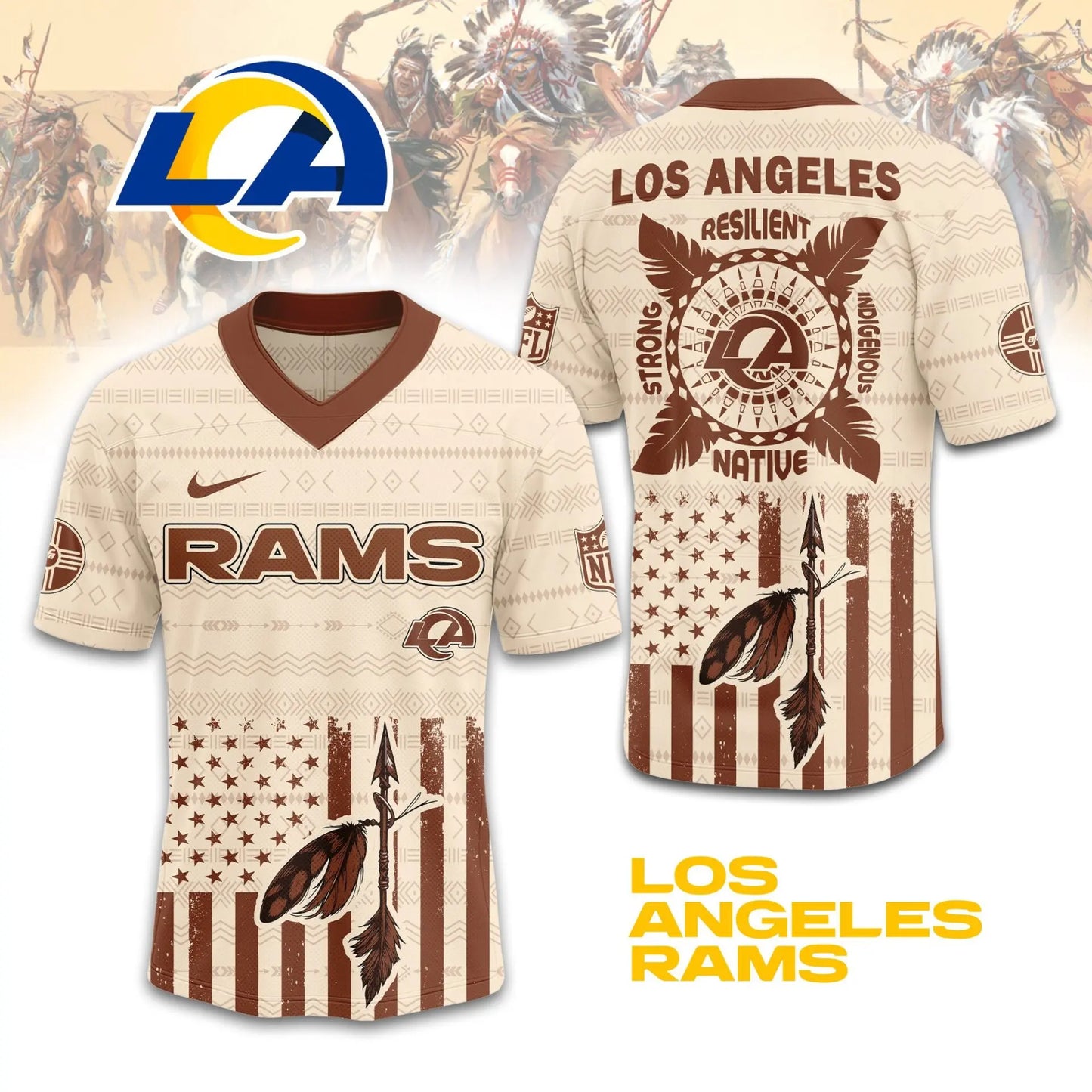 Los Angeles Rams | Premium Native American Jersey TD - HuddleStyle.com - Image 4