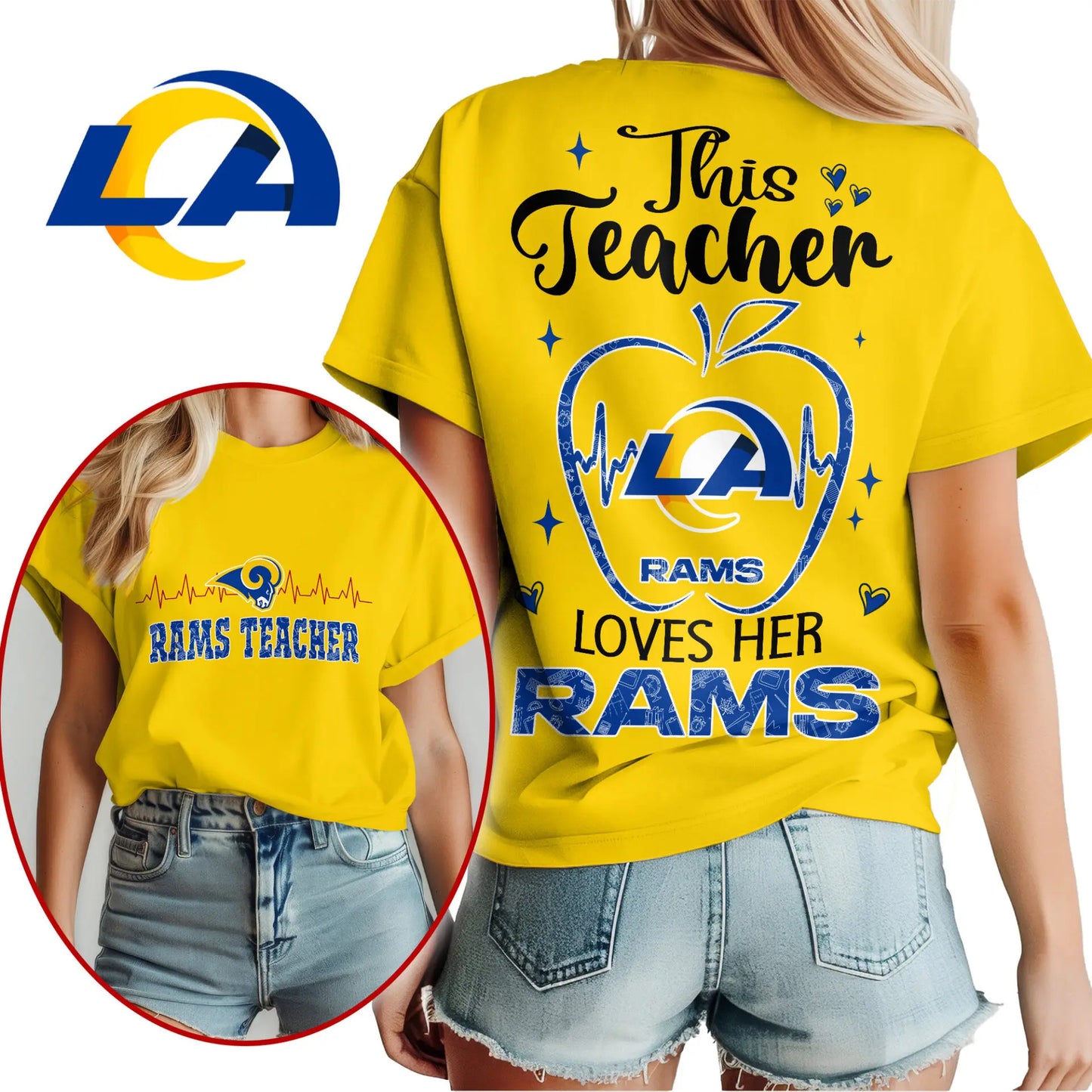 Los Angeles Rams | Premium Teacher Appreciation Month Women Shirt NY - HuddleStyle.com - Image 2
