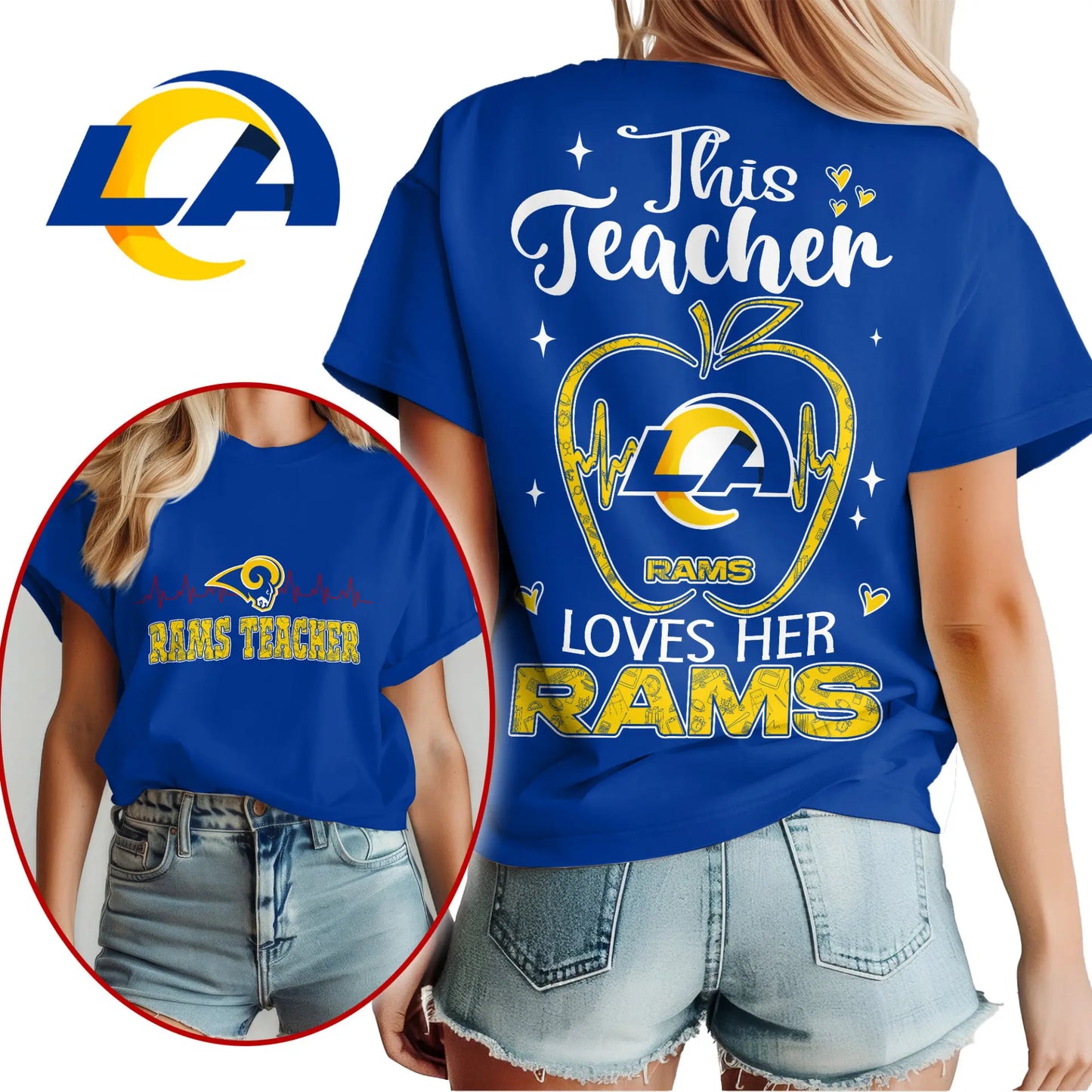 Los Angeles Rams | Premium Teacher Appreciation Month Women Shirt NY - HuddleStyle.com - Image 4