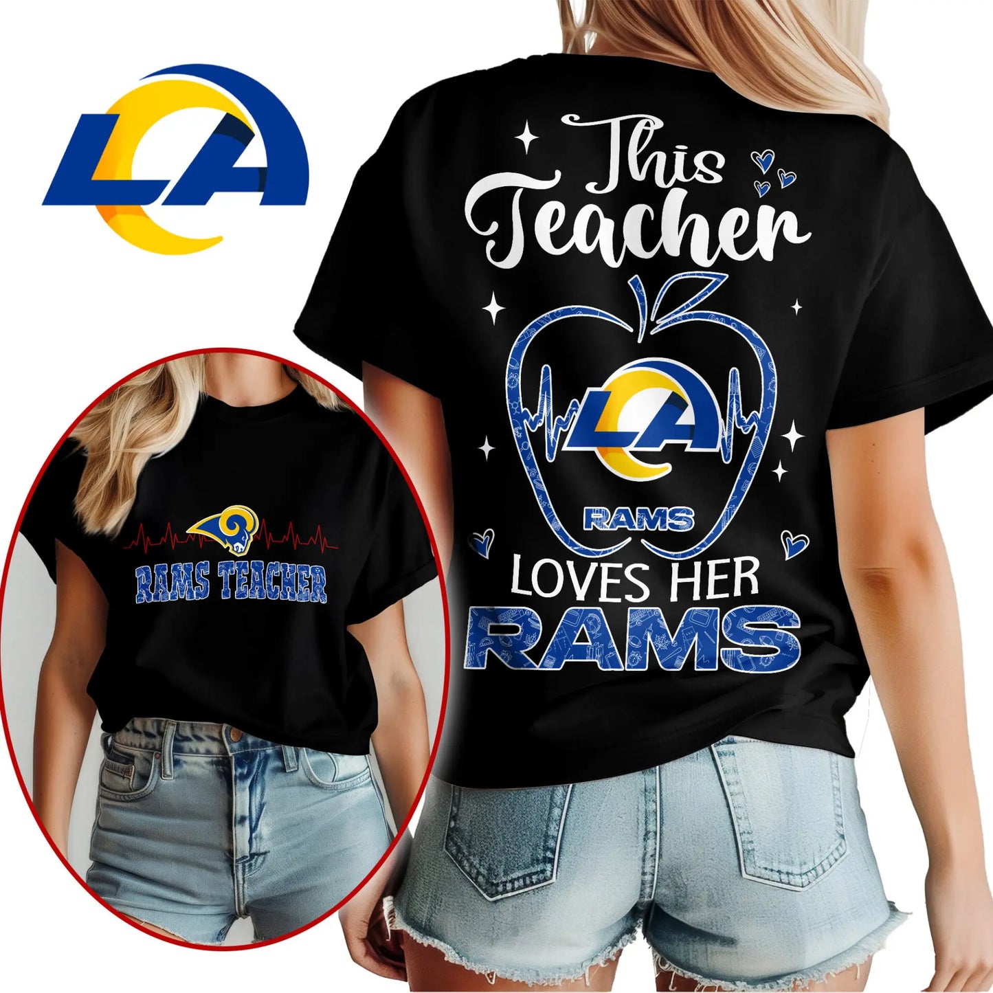 Los Angeles Rams | Premium Teacher Appreciation Month Women Shirt NY - HuddleStyle.com - Image 3
