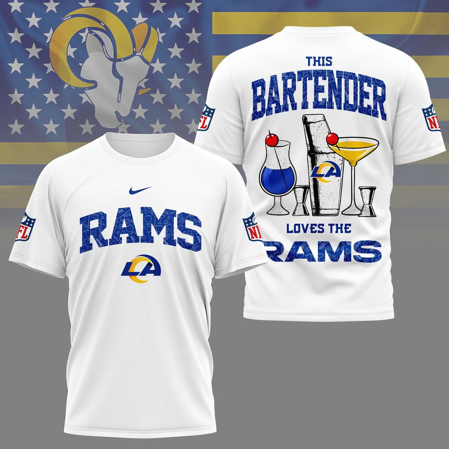Los Angeles Rams | Premium NFL Bartender Fan 3D Shirt NY - HuddleStyle.com - Image 5