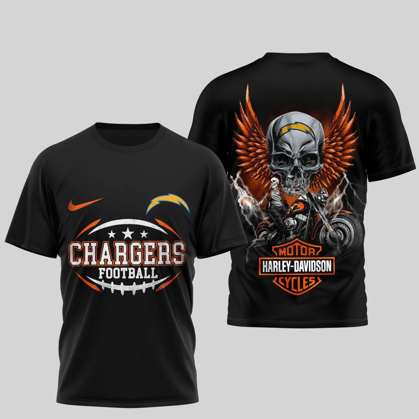Los Angeles Chargers | Premium NFL Harley Davidson 3D Shirt TD - HuddleStyle.com - Image 3