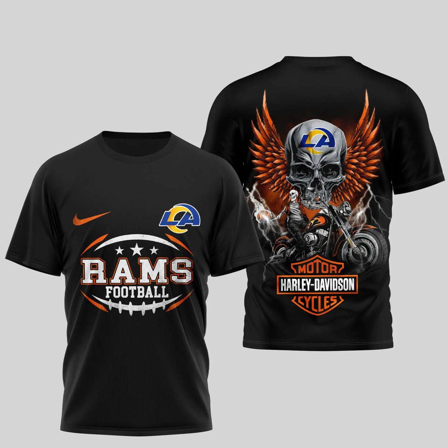 Los Angeles Rams | Premium NFL Harley Davidson 3D Shirt TD - HuddleStyle.com - Image 2