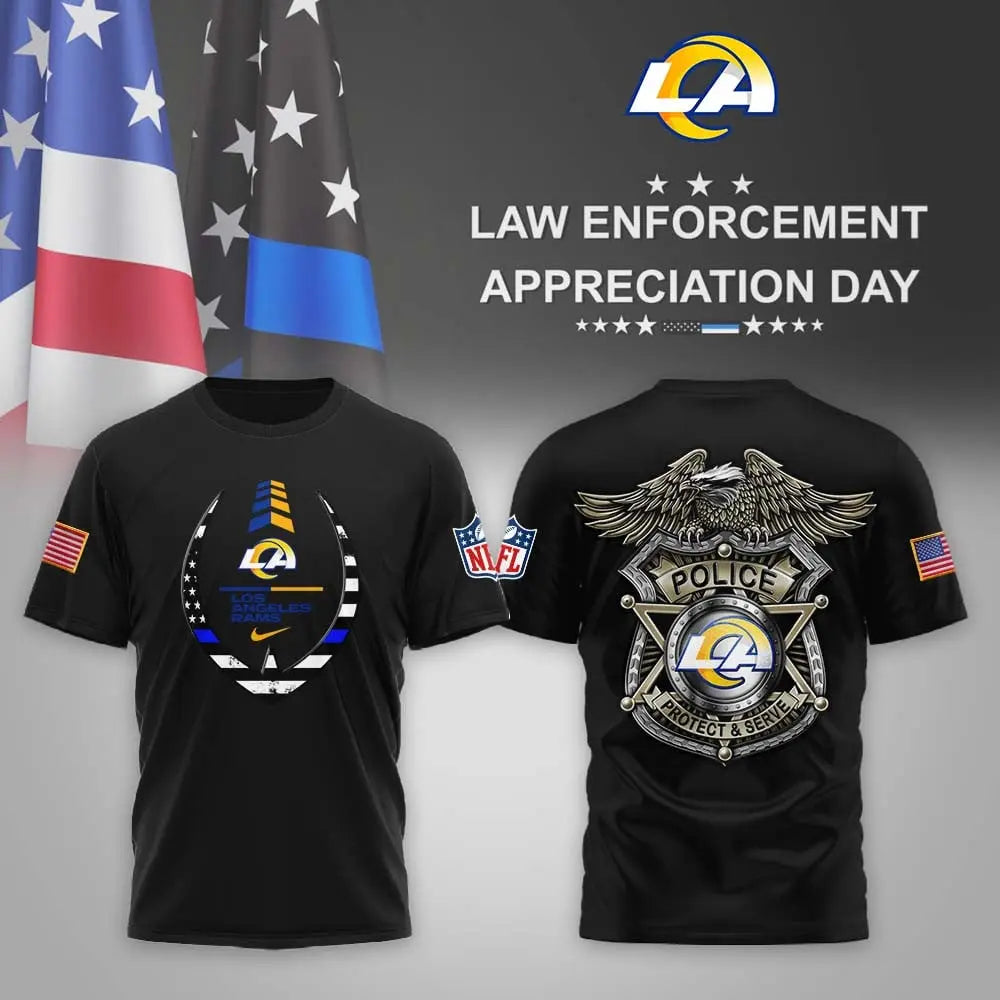Los Angeles Rams | Premium NFL Law Enforcement Appreciation Day 3D Shirt MM - HuddleStyle.com - Main