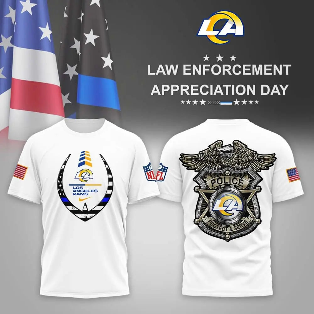Los Angeles Rams | Premium NFL Law Enforcement Appreciation Day 3D Shirt MM - HuddleStyle.com - Image 2