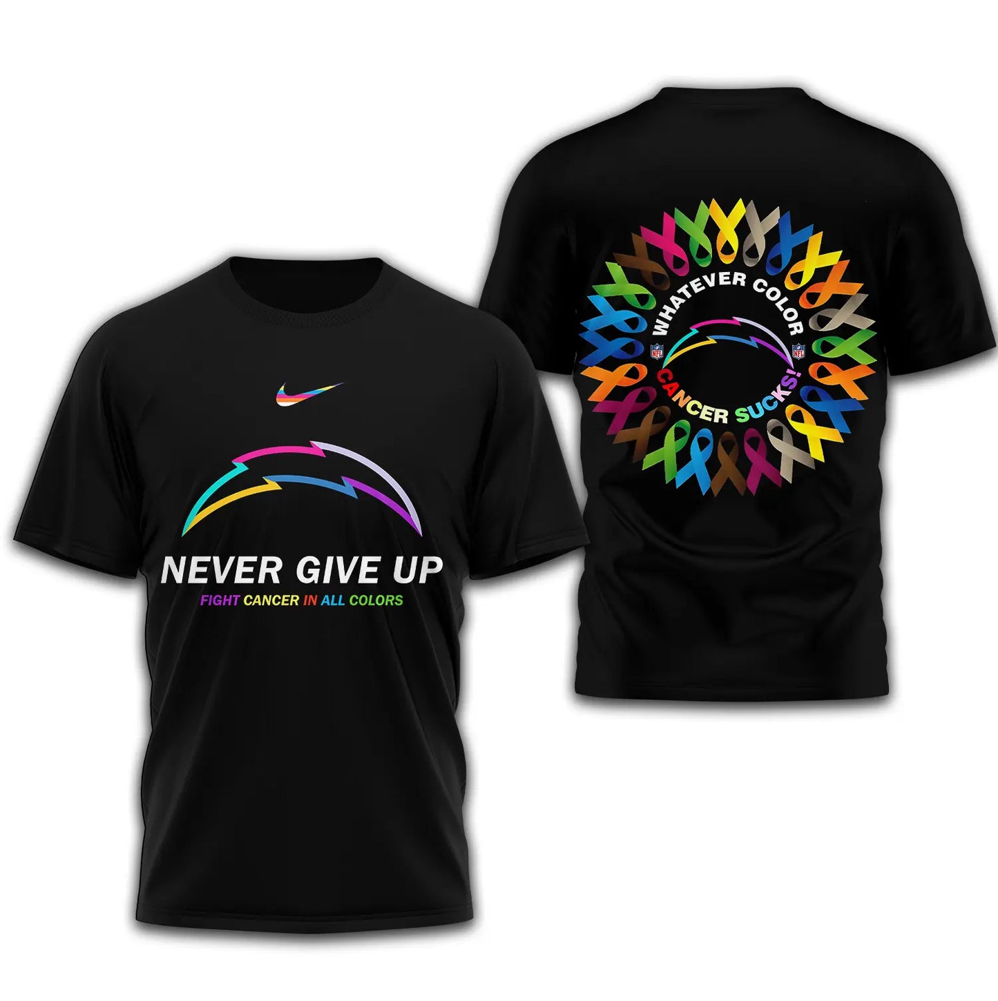Los Angeles Chargers | Premium Fight Cancer In All Colors 3D Shirt TD - HuddleStyle.com - Main