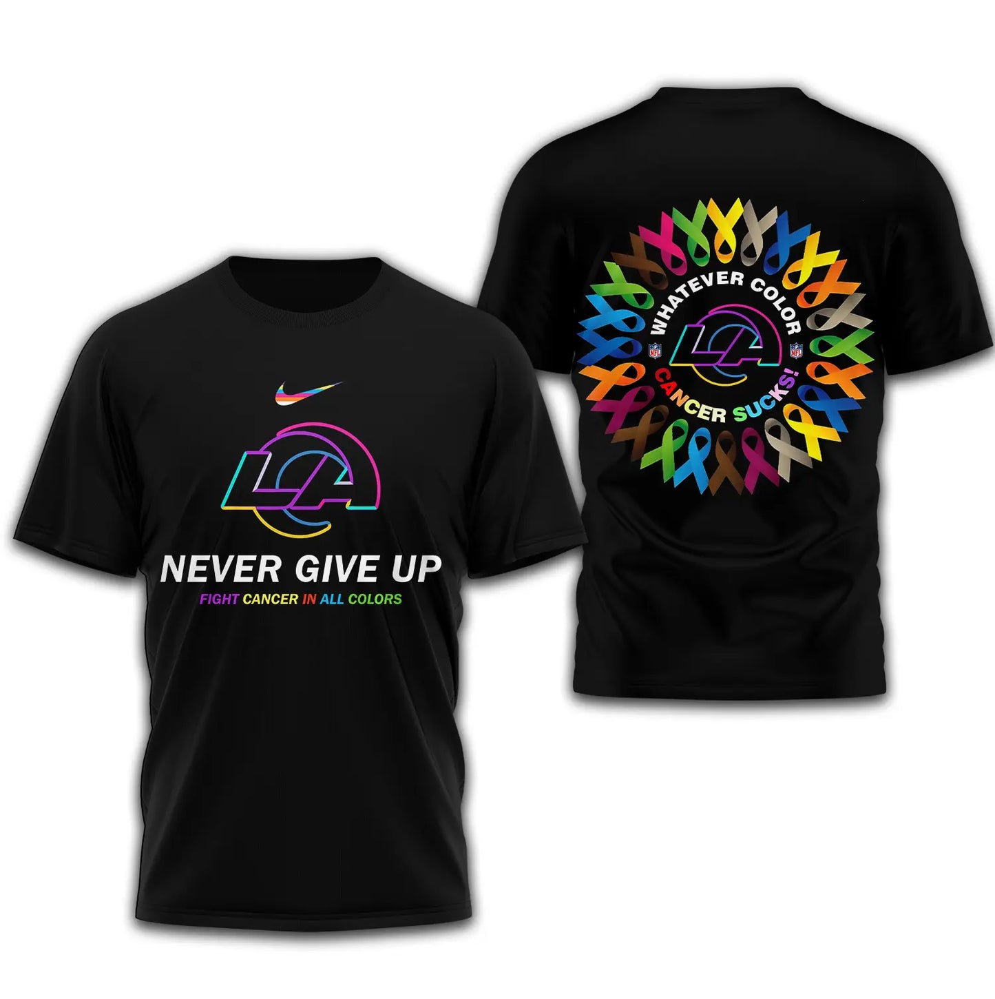 Los Angeles Rams | Premium Fight Cancer In All Colors 3D Shirt TD - HuddleStyle.com - Main