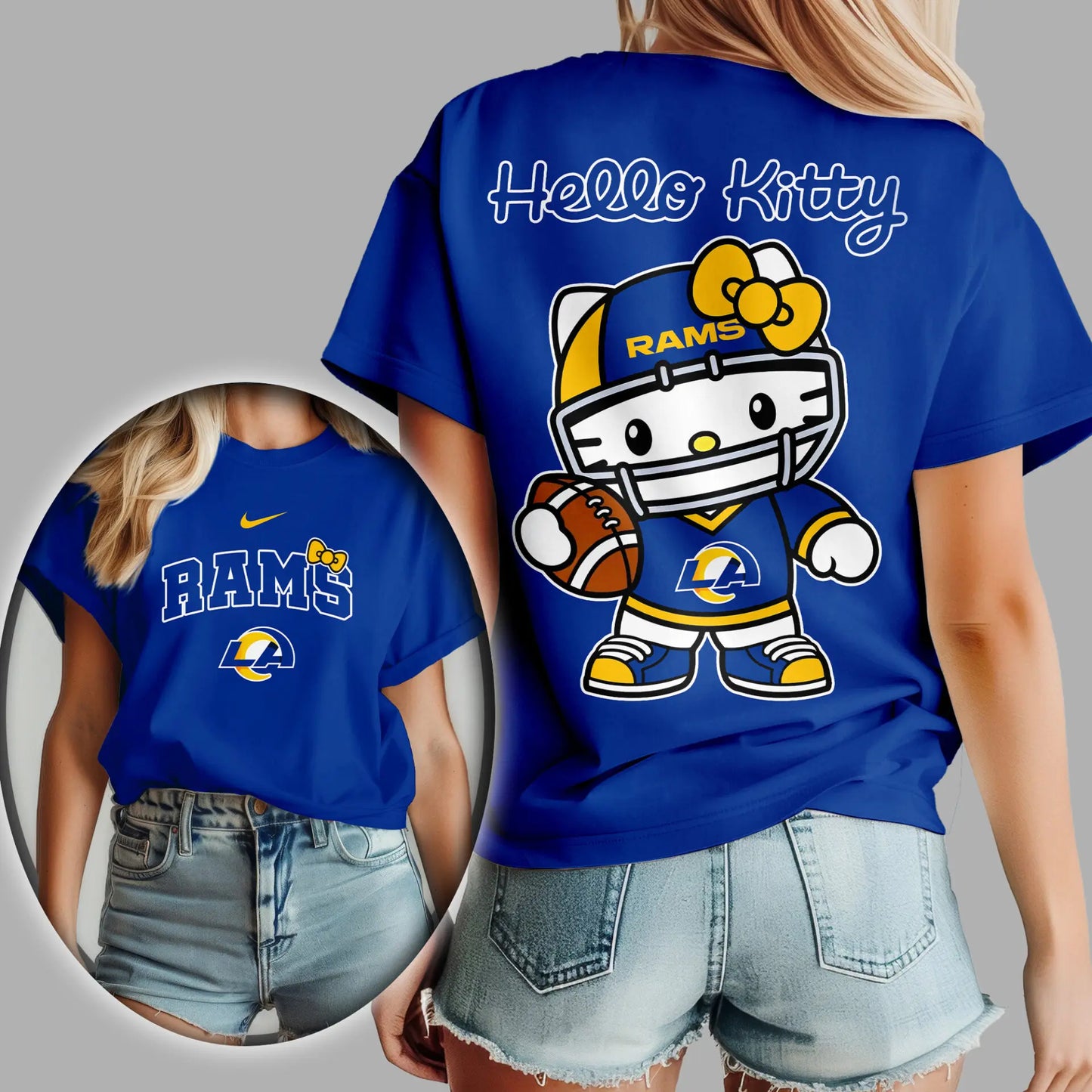Los Angeles Rams | Premium NFL Hello Kitty 3D Shirt TD - HuddleStyle.com - Image 3