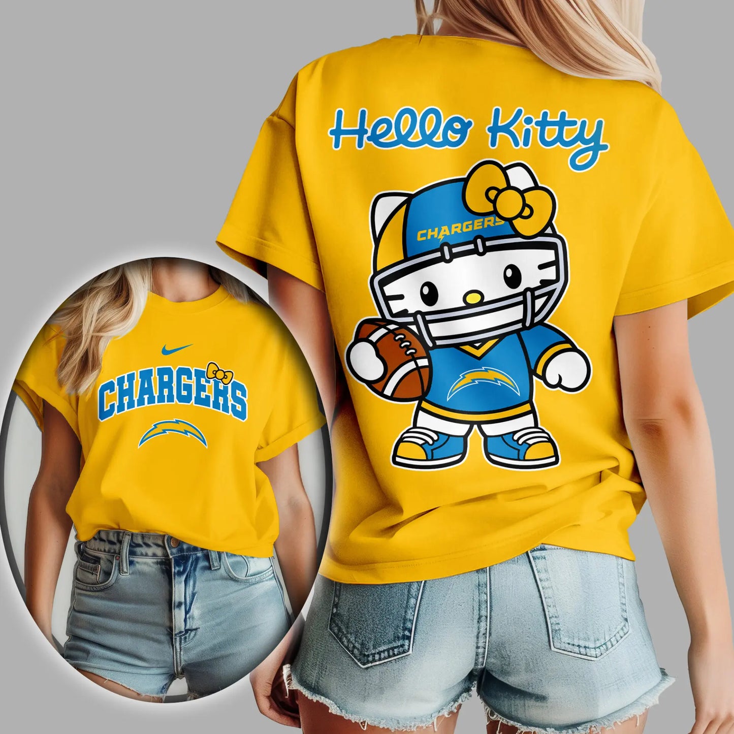 Los Angeles Chargers | Premium NFL Hello Kitty 3D Shirt TD - HuddleStyle.com - Image 4