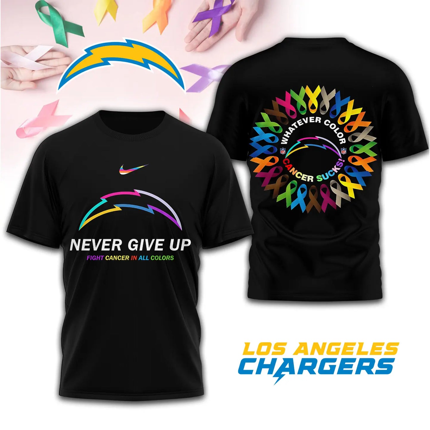 Los Angeles Chargers | Premium Fight Cancer In All Colors 3D Shirt TD - HuddleStyle.com - Image 4