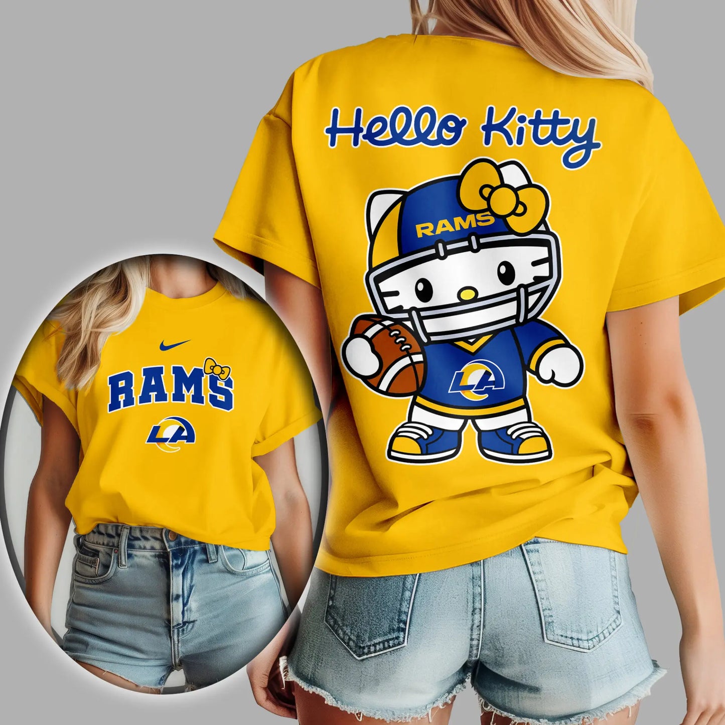 Los Angeles Rams | Premium NFL Hello Kitty 3D Shirt TD - HuddleStyle.com - Image 4