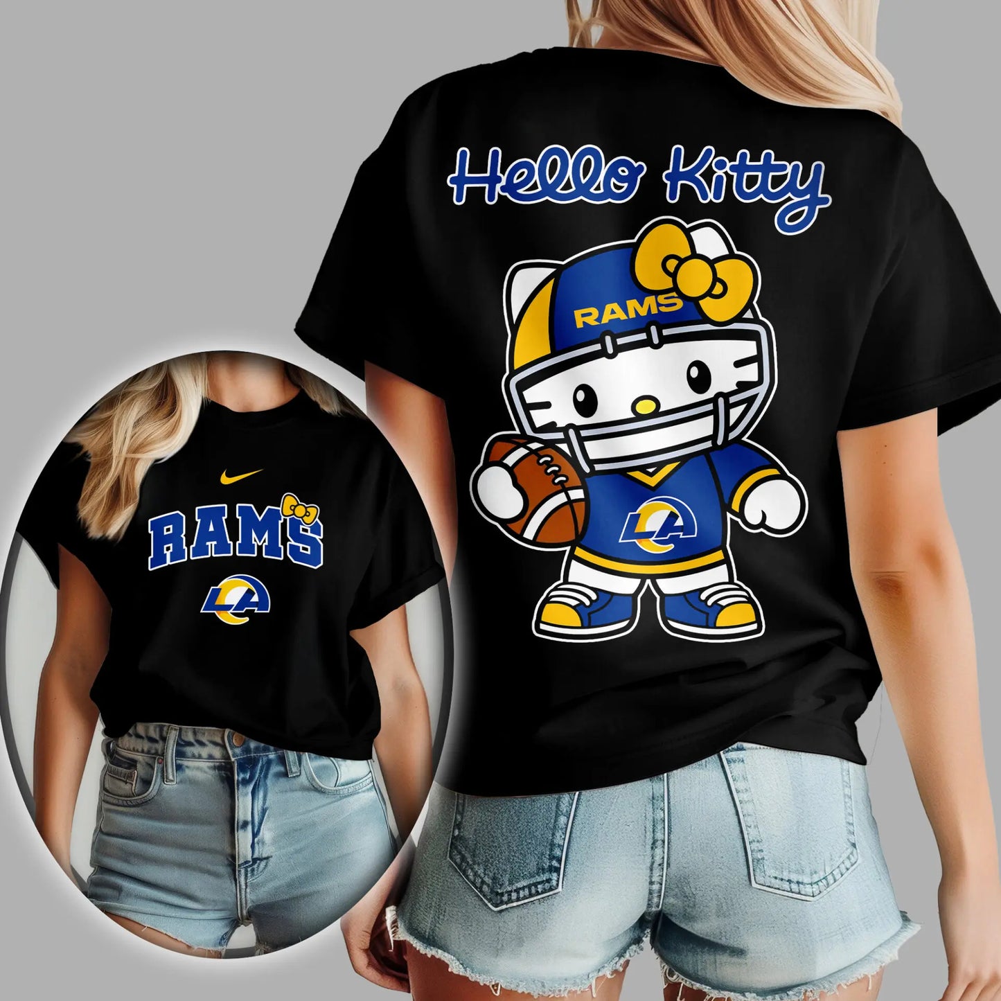 Los Angeles Rams | Premium NFL Hello Kitty 3D Shirt TD - HuddleStyle.com - Image 2