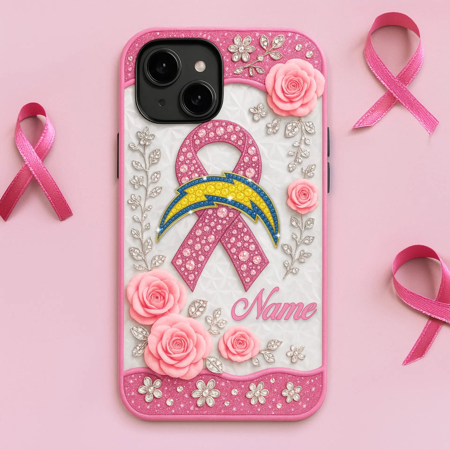 Los Angeles Chargers | Premium NFL Breast Cancer Phonecase HI - HuddleStyle.com - Main