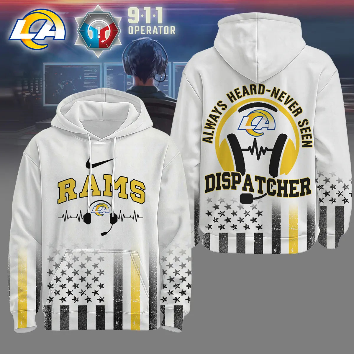 Los Angeles Rams | Premium NFL Dispatcher Fan Hoodie - HuddleStyle.com - Image 2