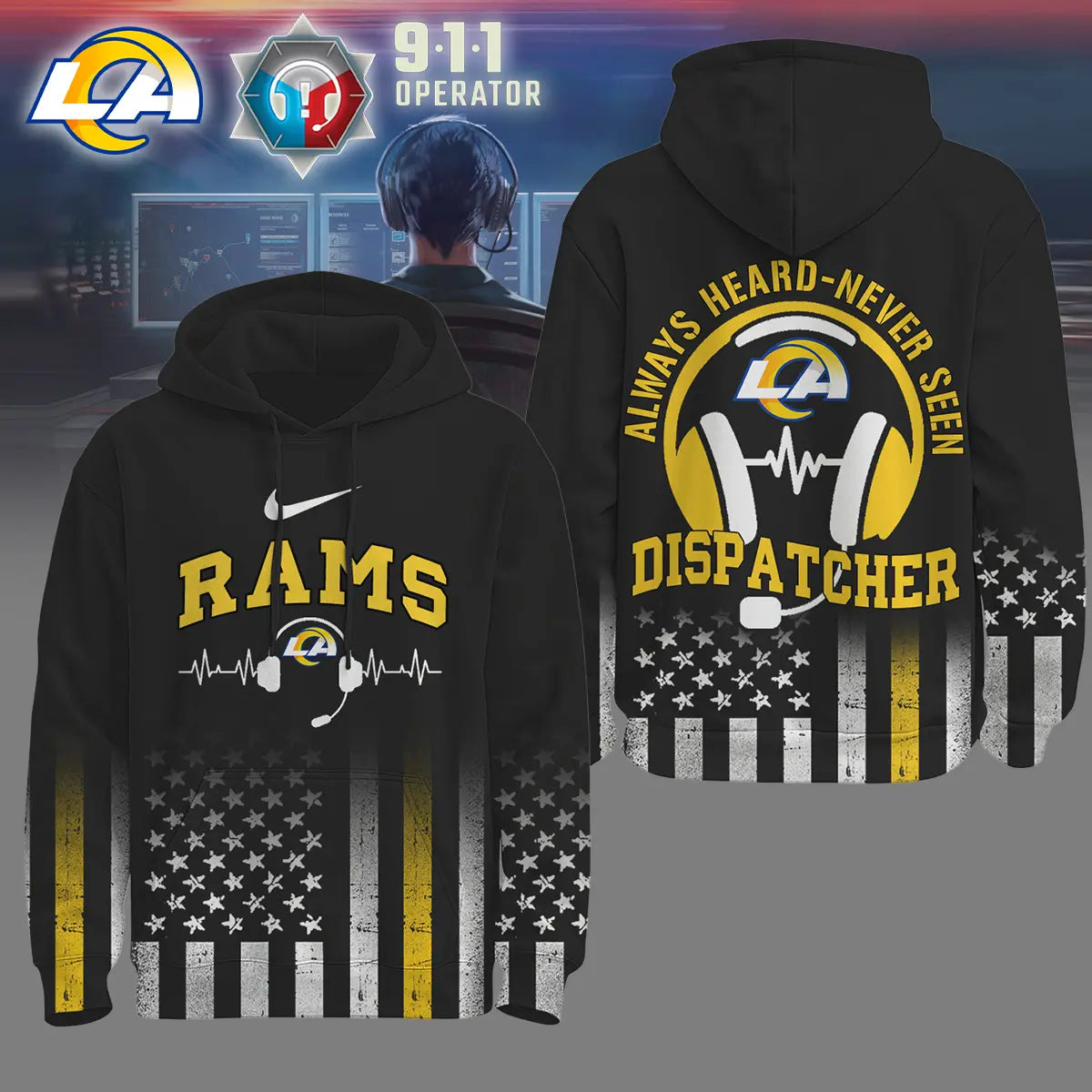 Los Angeles Rams | Premium NFL Dispatcher Fan Hoodie - HuddleStyle.com - Image 3