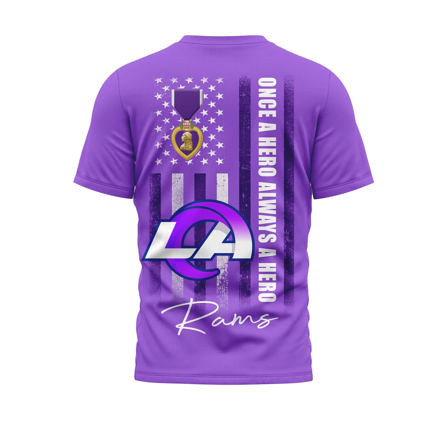 Los Angeles Rams | Premium NFL Premium National Purple Heart Day 3D Shirt HI - HuddleStyle.com - Main