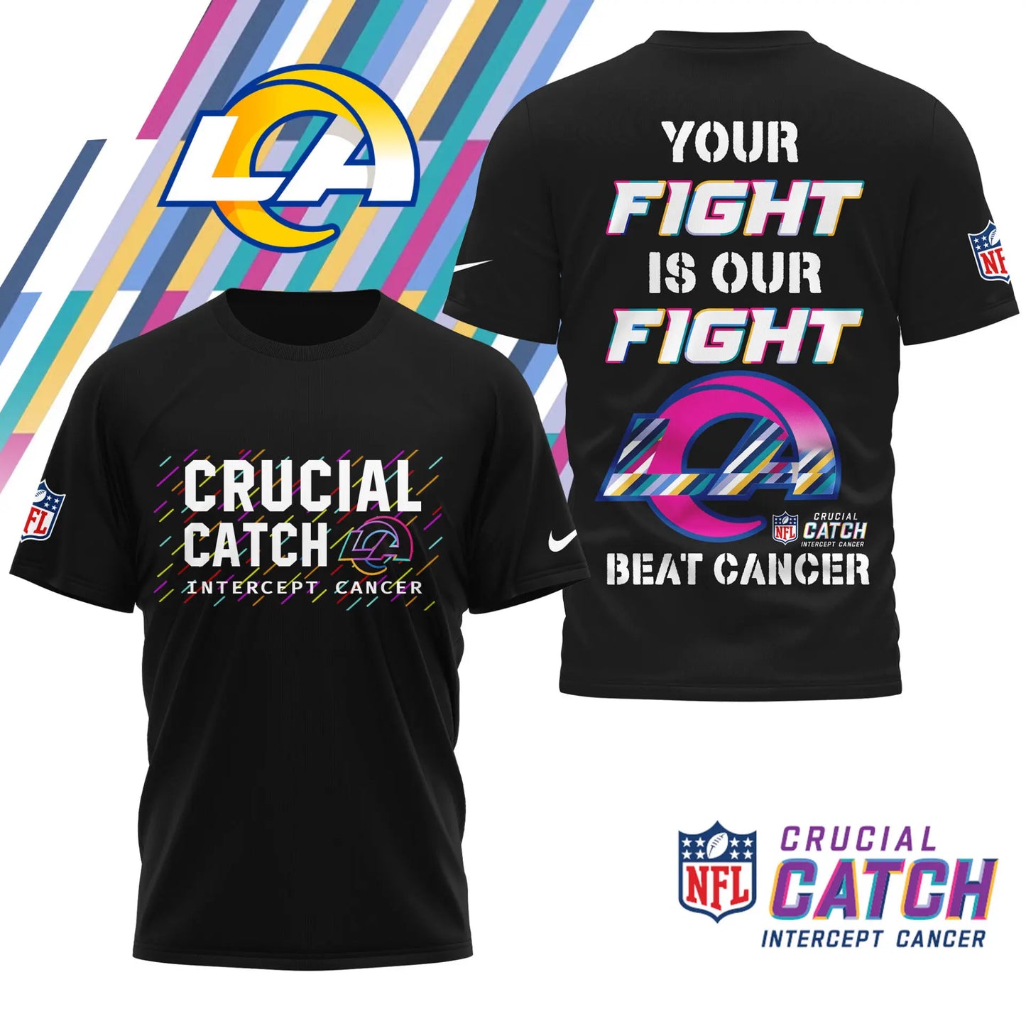 Los Angeles Rams | Premium NFL Crucial Catch 3D Shirt HI - HuddleStyle.com - Image 3