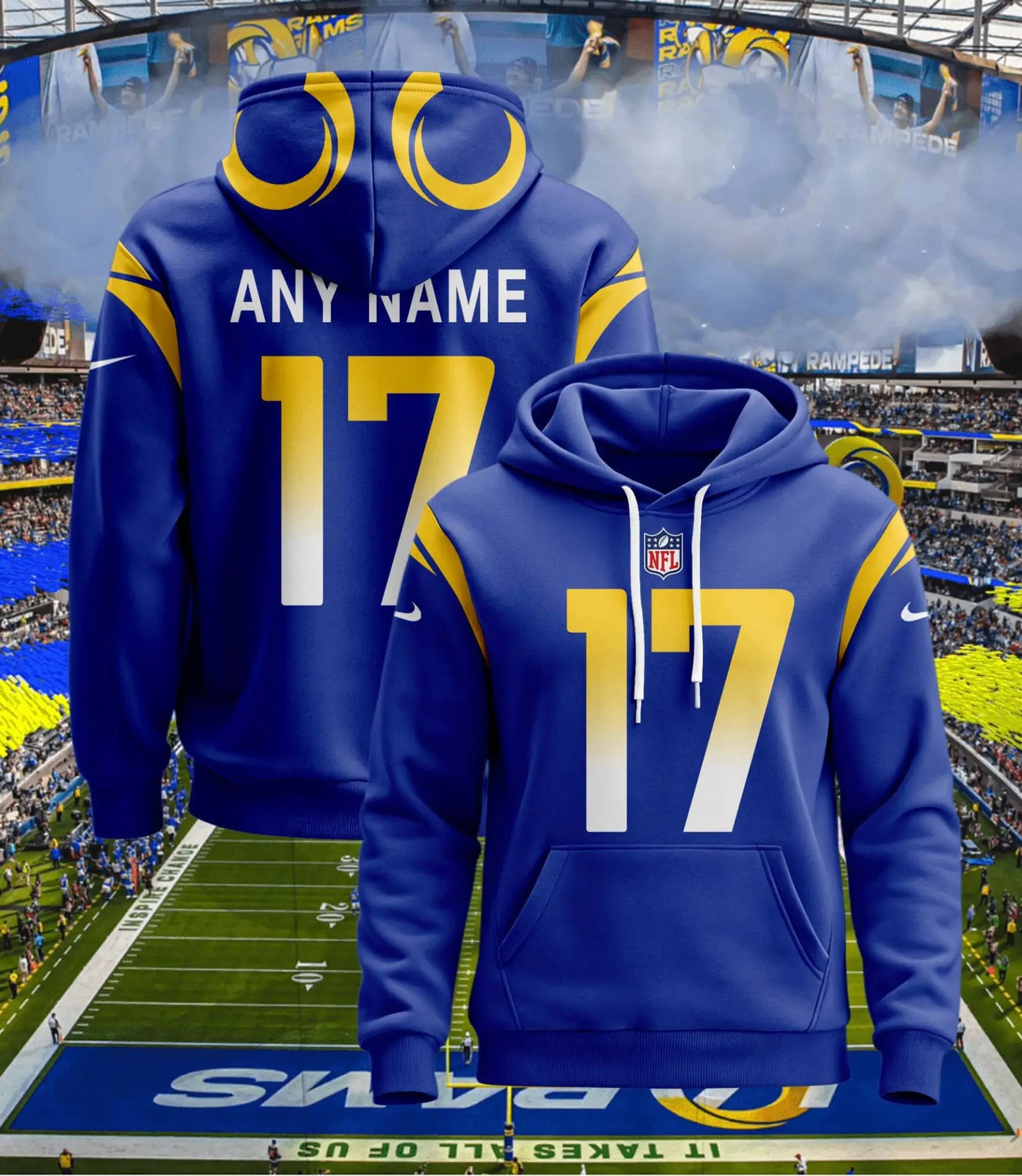 Los Angeles Rams | Hoodie Style Jersey Custom Name And Number - HuddleStyle.com - Image 3