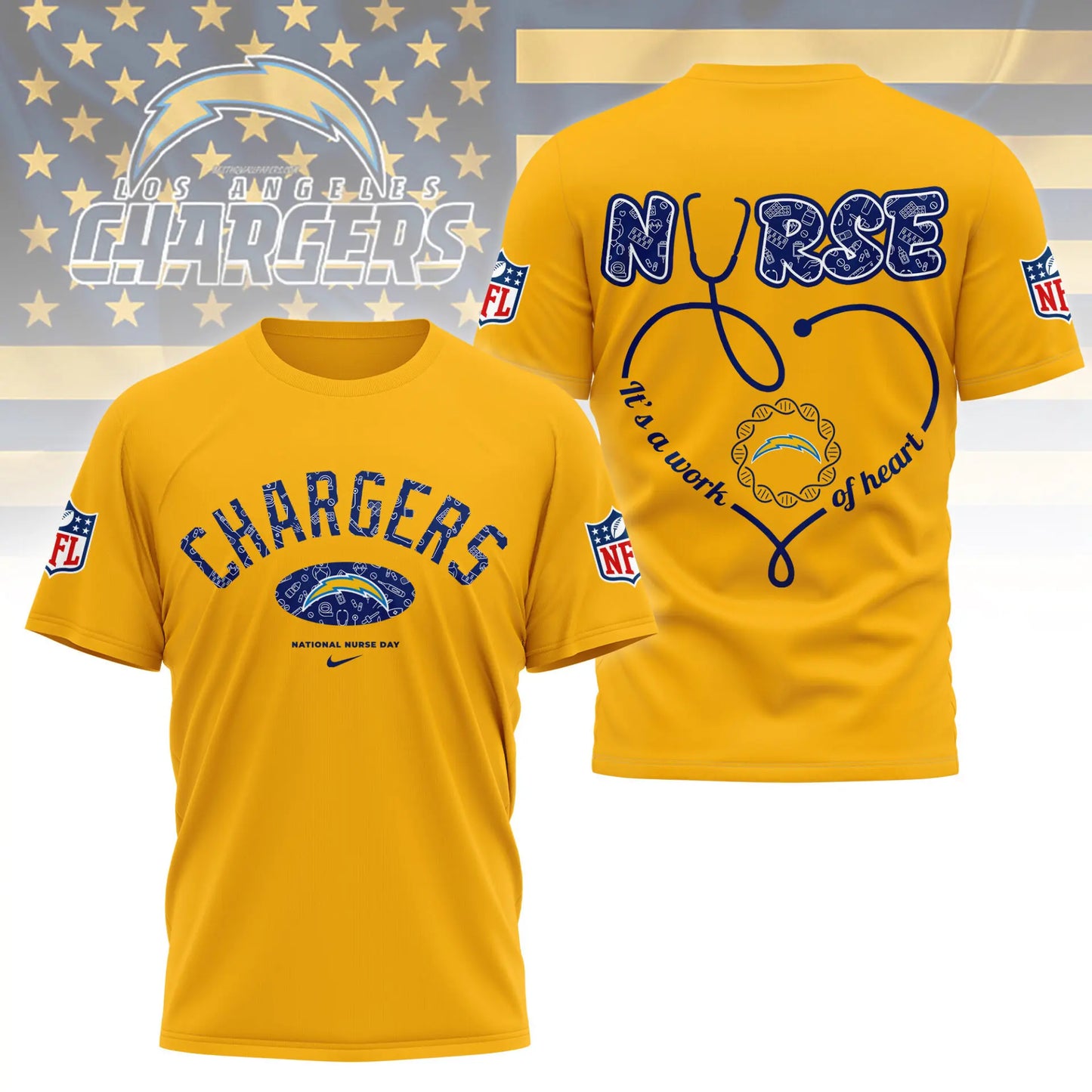 Los Angeles Chargers | PREMIUM 3D NURSE APPRECIATION DAY SHIRT NY - HuddleStyle.com - Image 5