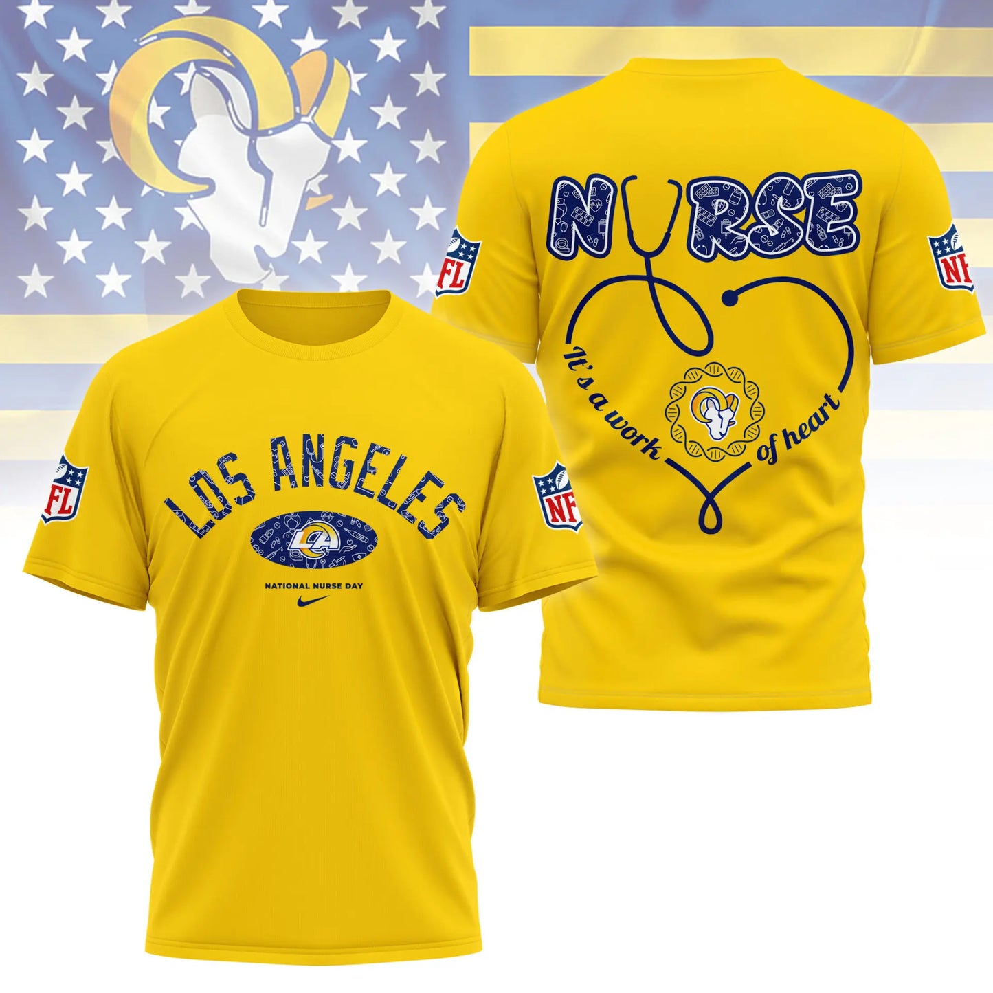 Los Angeles Rams | PREMIUM 3D NURSE APPRECIATION DAY SHIRT NY - HuddleStyle.com - Image 4