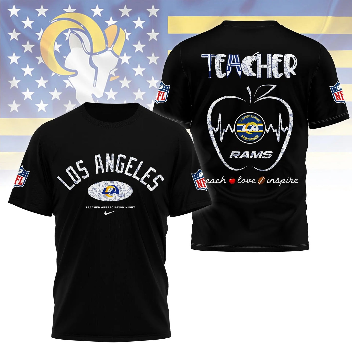 Los Angeles Rams |PREMIUM 3D TEACHER APPRECIATION DAY SHIRT NY - HuddleStyle.com - Image 4