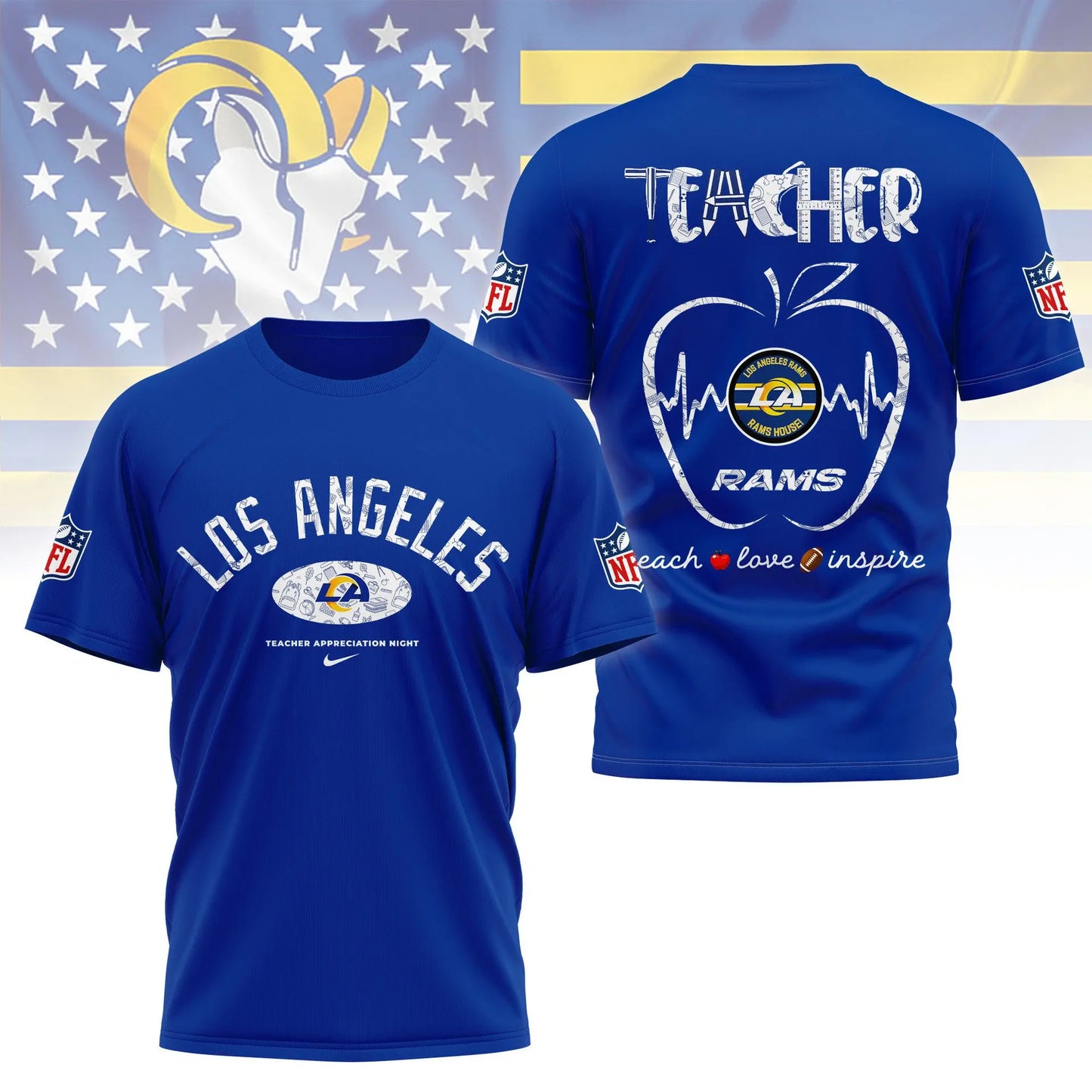 Los Angeles Rams |PREMIUM 3D TEACHER APPRECIATION DAY SHIRT NY - HuddleStyle.com - Image 5
