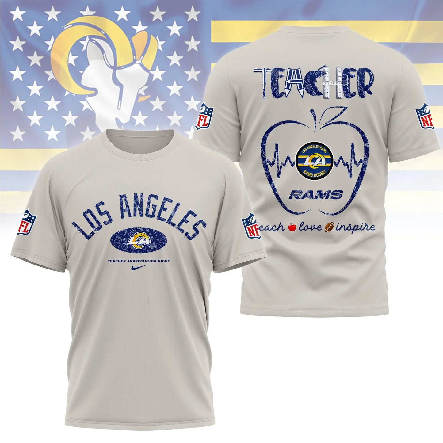 Los Angeles Rams |PREMIUM 3D TEACHER APPRECIATION DAY SHIRT NY - HuddleStyle.com - Image 2