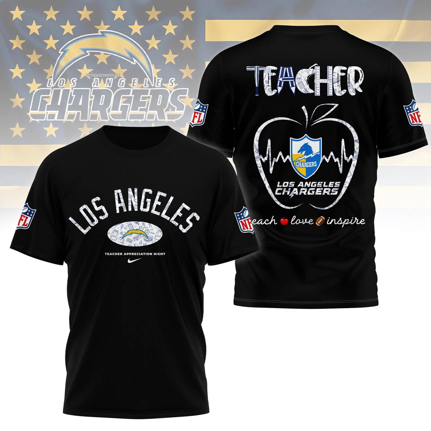 Los Angeles Chargers |PREMIUM 3D TEACHER APPRECIATION DAY SHIRT NY - HuddleStyle.com - Image 5