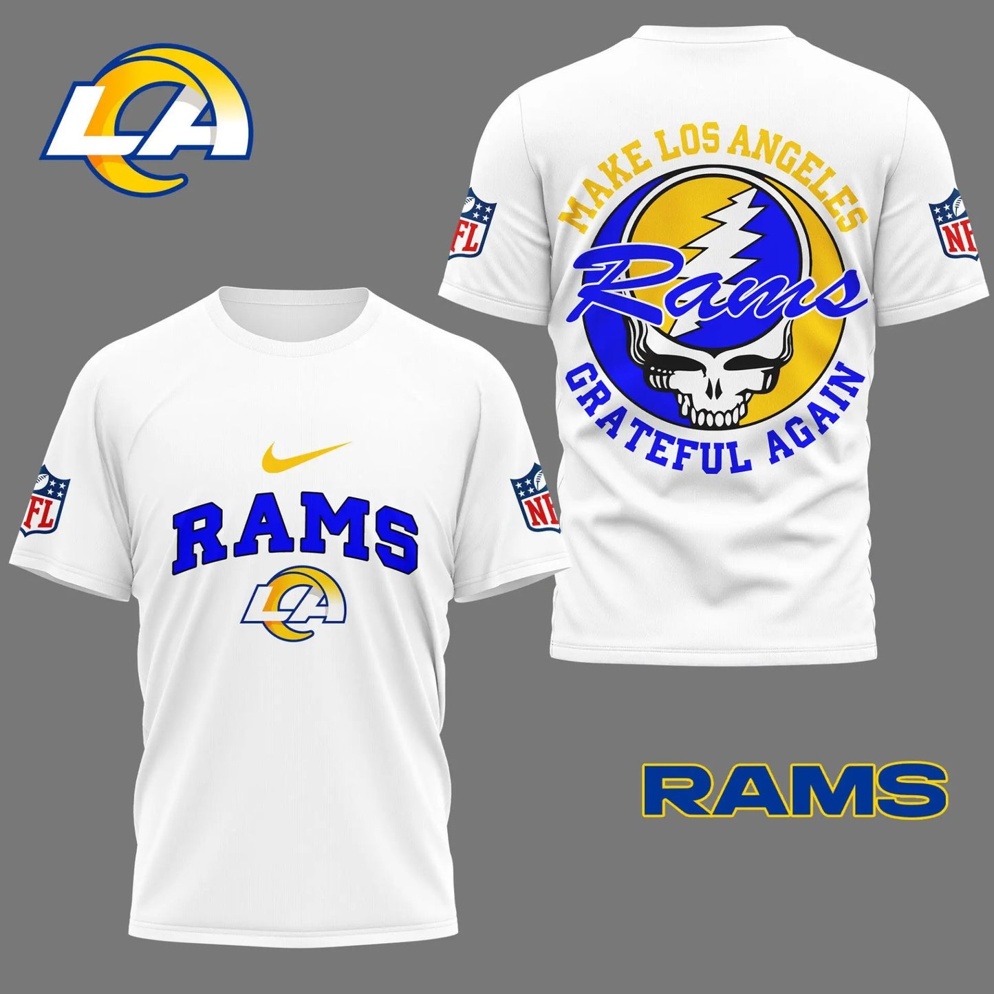 Los Angeles Rams | Premium Grateful Game Day 3D Shirt NY - HuddleStyle.com - Image 3