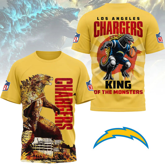 Los Angeles Chargers | Premium NFL Godzilla King of the Monsters 3D Shirt NY - HuddleStyle.com - Main