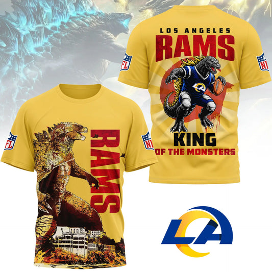 Los Angeles Rams | Premium NFL Godzilla King of the Monsters 3D Shirt NY - HuddleStyle.com - Main