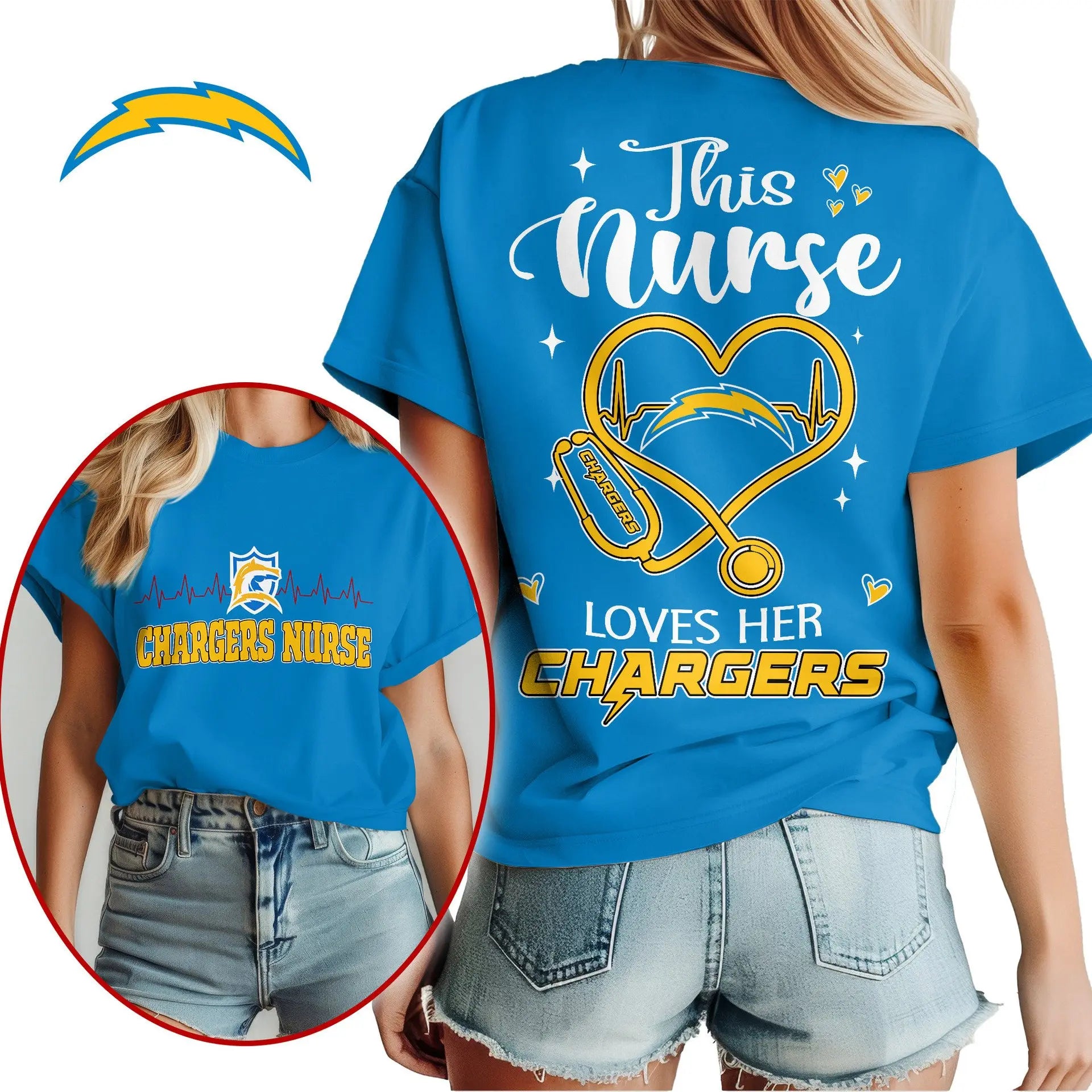 Los Angeles Chargers | Premium Nurse Appreciation Month Womenâ€™s Shirt NY - HuddleStyle.com - Main