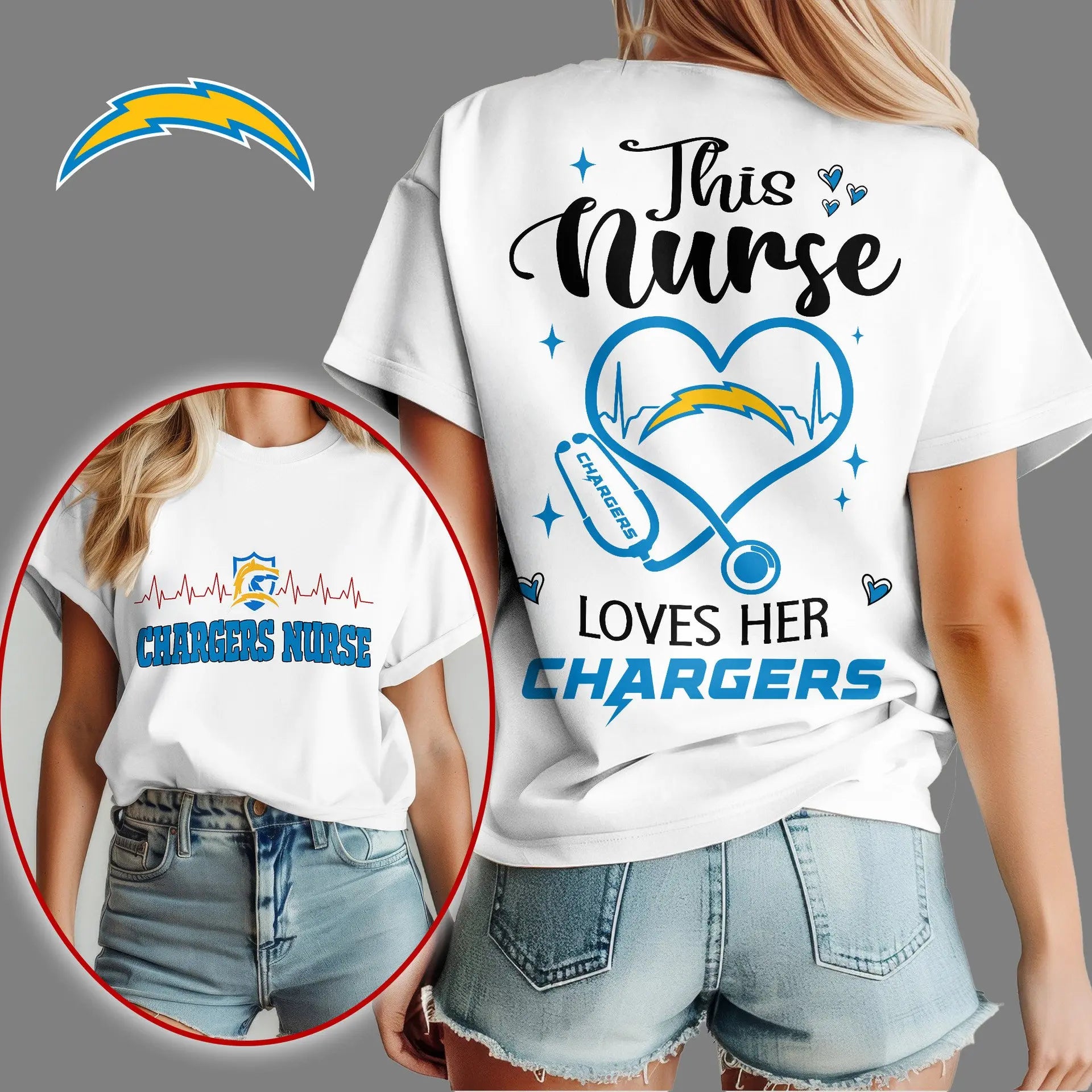 Los Angeles Chargers | Premium Nurse Appreciation Month Womenâ€™s Shirt NY - HuddleStyle.com - Image 2
