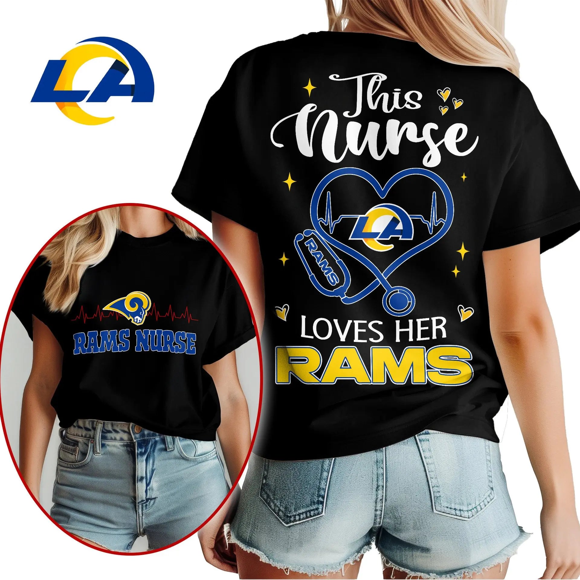 Los Angeles Rams | Premium Nurse Appreciation Month Womenâ€™s Shirt NY - HuddleStyle.com - Main