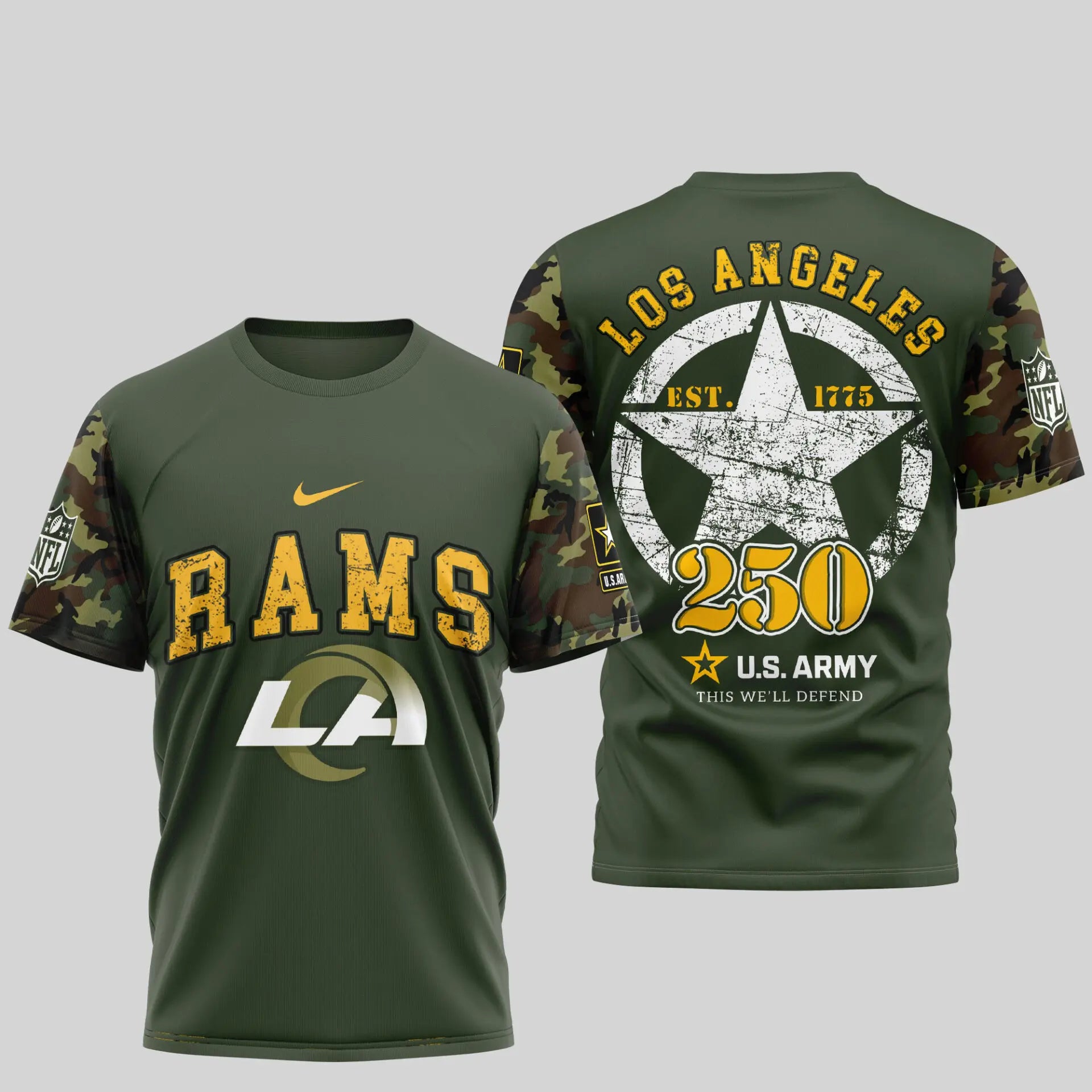 Los Angeles Rams | Premium U.S.Army 3D Shirt TD - HuddleStyle.com - Image 2