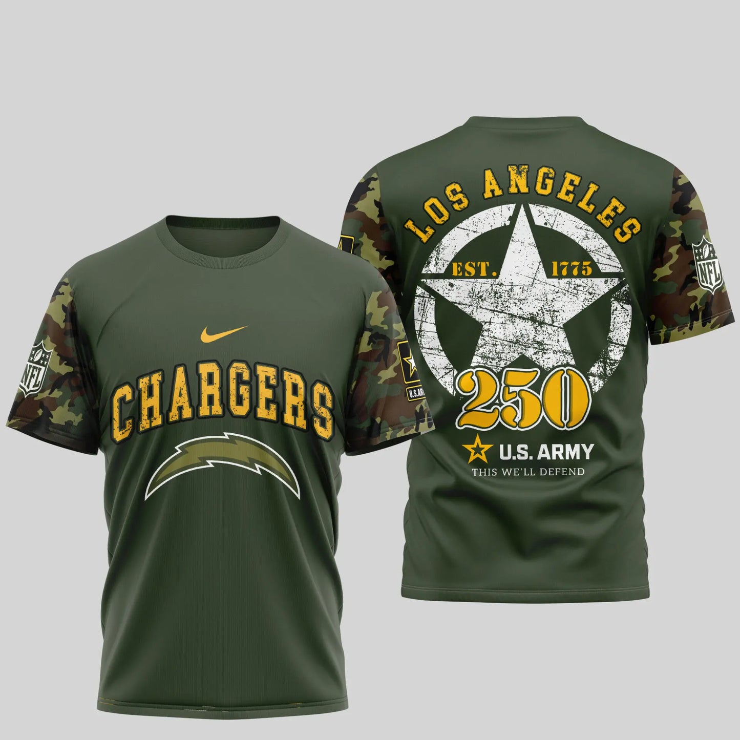 Los Angeles Chargers | Premium U.S.Army 3D Shirt TD - HuddleStyle.com - Image 4