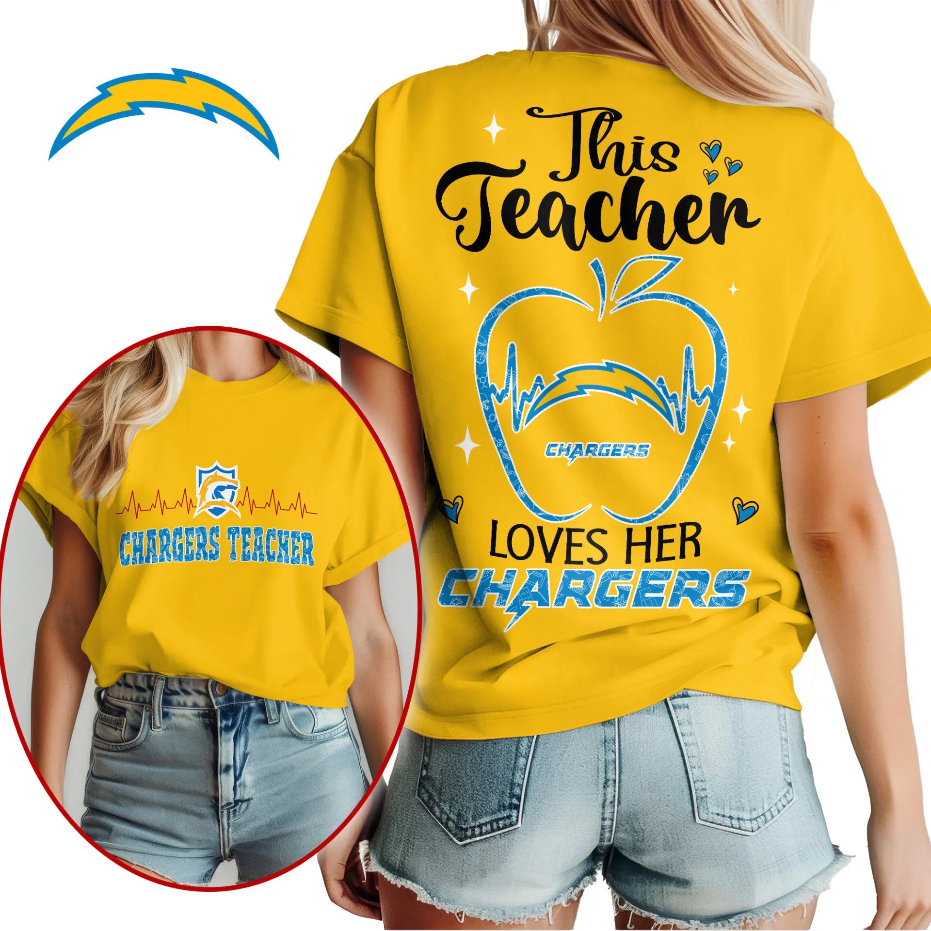 Los Angeles Chargers | Premium Teacher Appreciation Month Women Shirt NY - HuddleStyle.com - Image 2