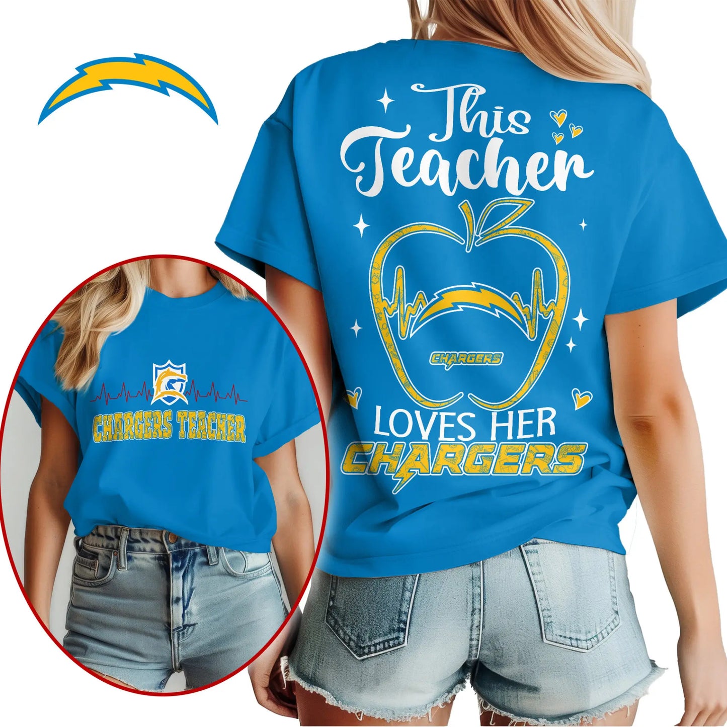 Los Angeles Chargers | Premium Teacher Appreciation Month Women Shirt NY - HuddleStyle.com - Image 3