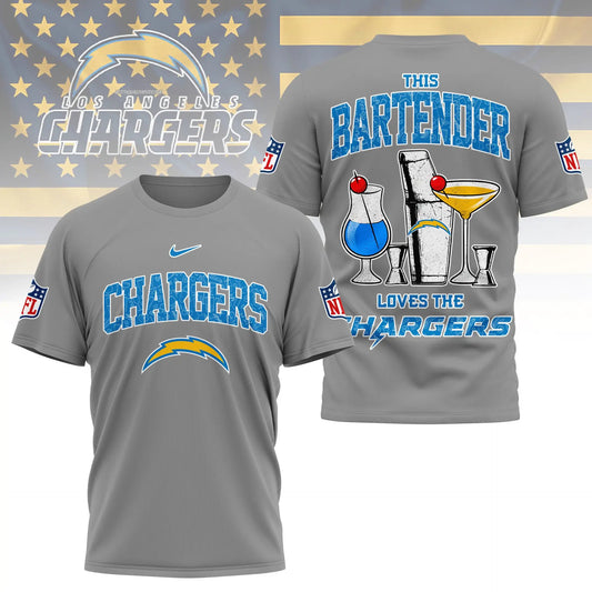 Los Angeles Chargers | Premium NFL Bartender Fan 3D Shirt NY - HuddleStyle.com - Main