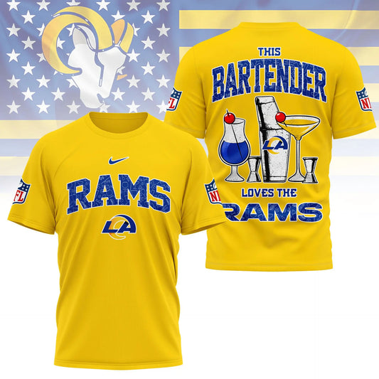 Los Angeles Rams | Premium NFL Bartender Fan 3D Shirt NY - HuddleStyle.com - Main