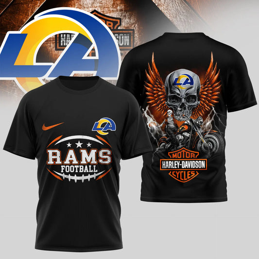 Los Angeles Rams | Premium NFL Harley Davidson 3D Shirt TD - HuddleStyle.com - Main