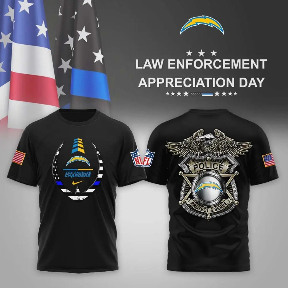 Los Angeles Chargers | Premium NFL Law Enforcement Appreciation Day 3D Shirt MM - HuddleStyle.com - Main