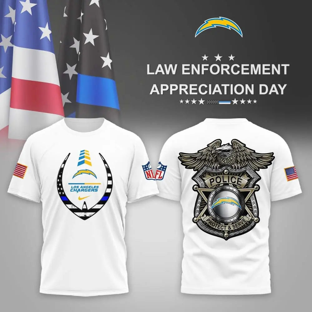 Los Angeles Chargers | Premium NFL Law Enforcement Appreciation Day 3D Shirt MM - HuddleStyle.com - Image 2