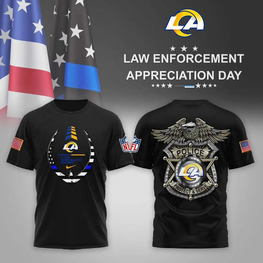 Los Angeles Rams | Premium NFL Law Enforcement Appreciation Day 3D Shirt MM - HuddleStyle.com - Main