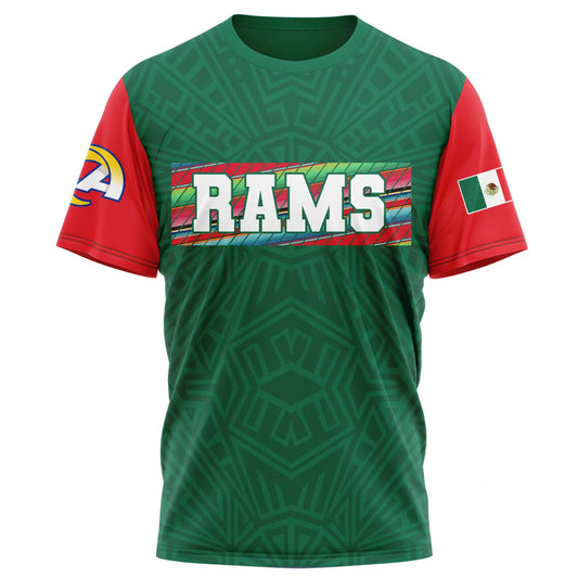 Los Angeles Rams | Premium NFL Mexican Heritage Celebration 3D Shirt HI - HuddleStyle.com - Main